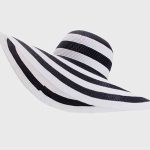 Gorgeous Classic Black White Striped Wide Brim Floppy Hat